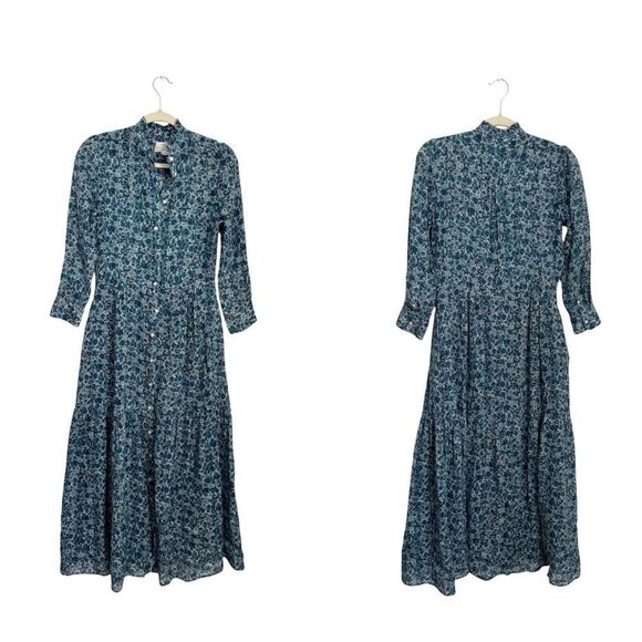 Birds of Paradis by Travata Indigo Floral Mamie Maxie Dress - Picture 6 of 9